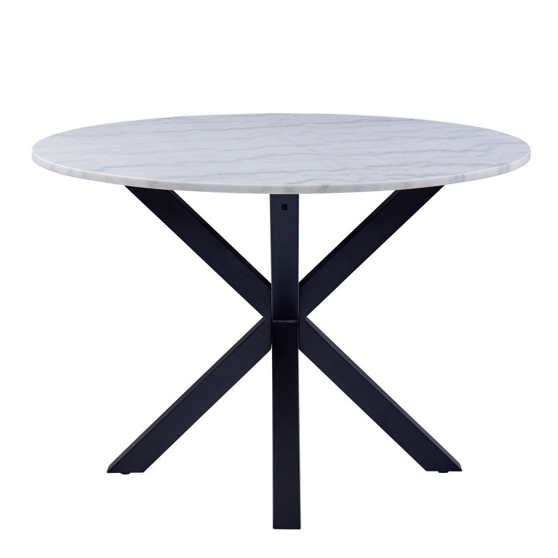 Babajko Round Marble Top Dining Table, 75 H x 110 L x 110 W cm, White