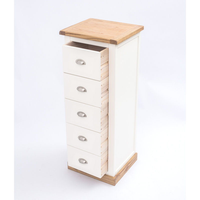 Ilda 45 cm W Chest of 5 Drawers, Waxed Oak