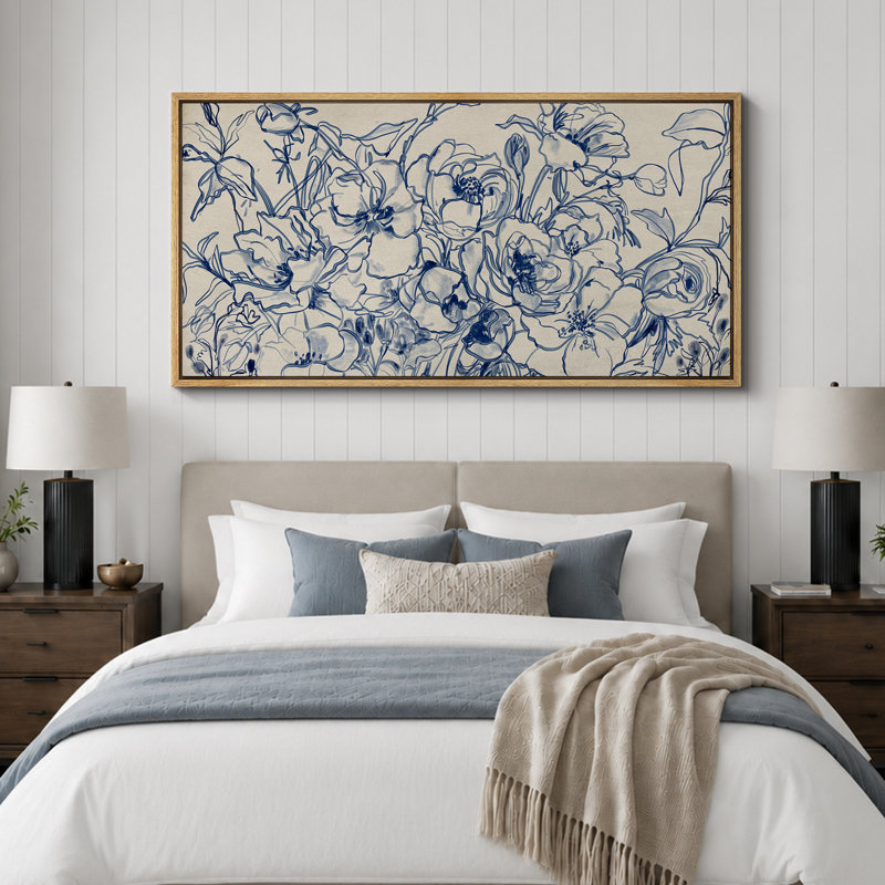 Reproduction d'art sur toile encadrée bleu marine, H 30 po x l 60 po, Naturel