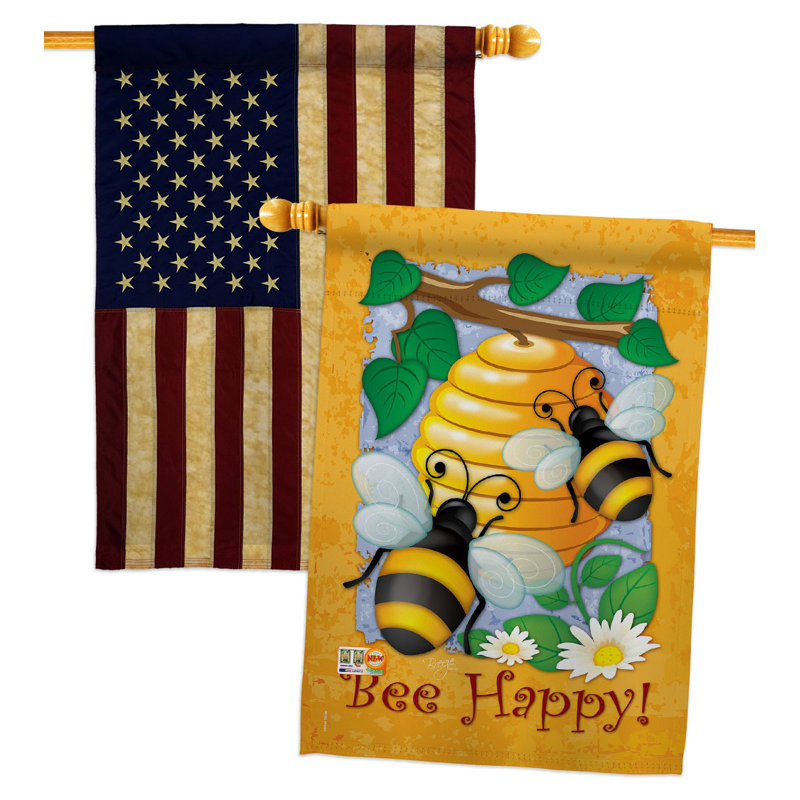 Bee Happy House Flags Pack Bugs & Frogs Garden Friends Yard Banner 28 X 40 pouces à double face décorative