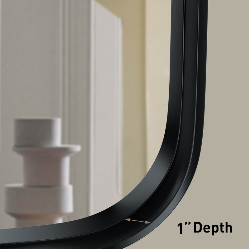 Miroir d'appoint Tyro, Noir mat, 48 po x 30 po, Rectangulaire