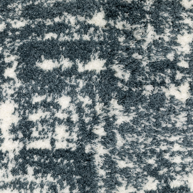 Delfine Distressed Etchings Dark Teal/ Ivory Area Rug, Rectangle 3'10" x 5'5"