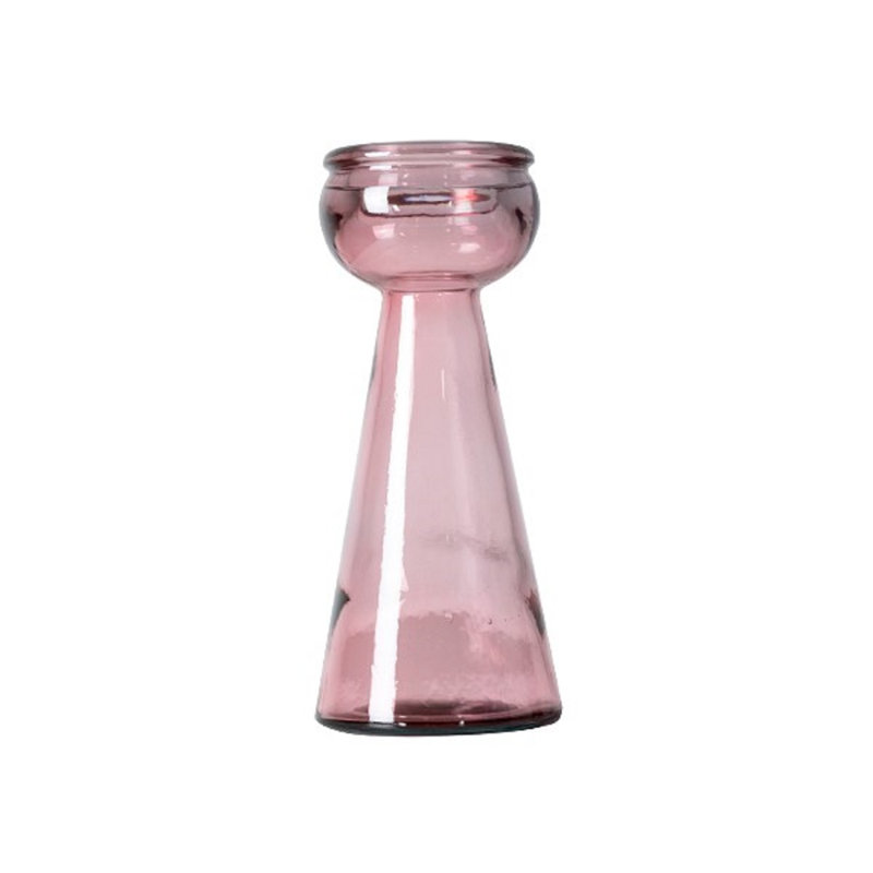 Rye Recycled Glass Candle Holder, Pink, 15.75" H x 5.91" W x 5.91" D