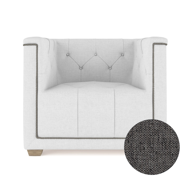 Fauteuil tuxedo Hudson, Lin tissé caillou graphite, Naturel