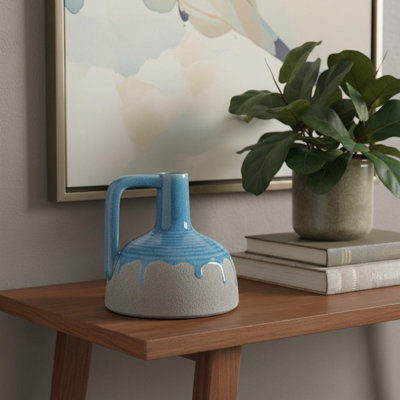 Vase 9 "en céramique bleu et gris