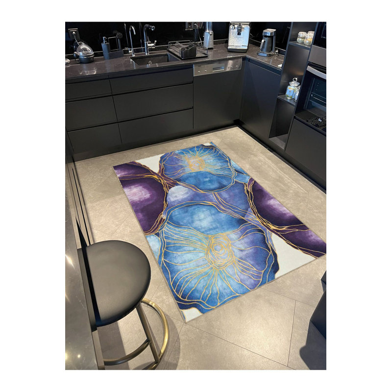 Tapis décoratif moderne mauve à motif prismatique abstrait, Sous-tapis rectangulaire 5 pi 1 po x 7 pi 7 po inc