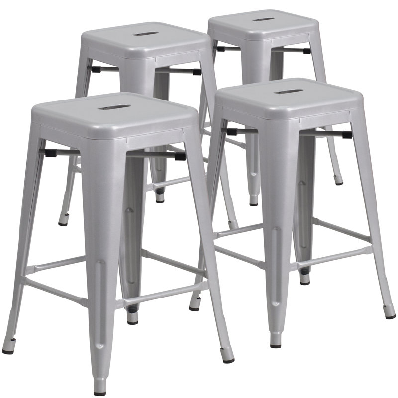 Tabouret Nieva, Argent argent, Tabouret de comptoir (siège d’une hauteur de 24, 4