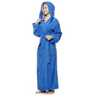 Oconee Cotton Terry Cloth Ankle Bathrobe with Pockets and Hood