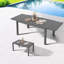 Tables de patio extensibles, table à manger en métal PEHD, gris moderne pour les repas en famille