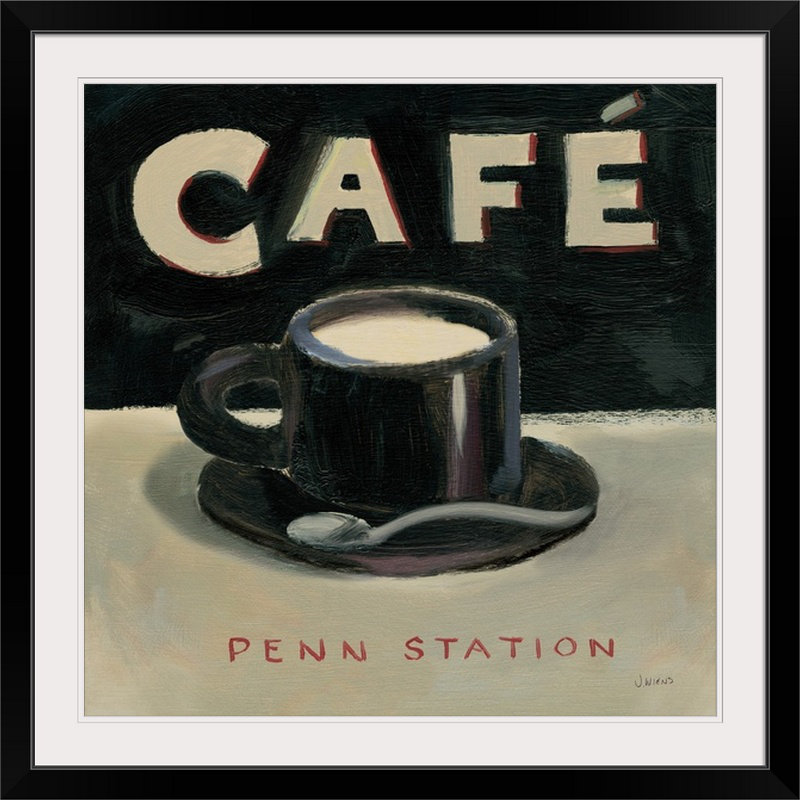 « i » par james wiens,, publicité rétro Coffee Spot, H 24 po x l 24 po x P 1 po, Cadre noir