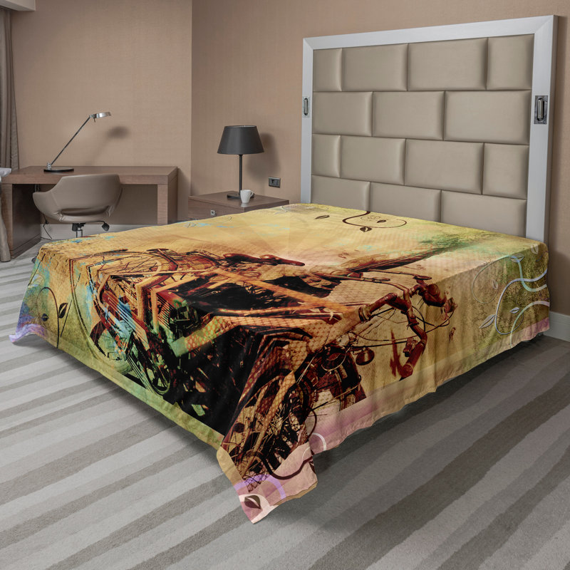 Multicolore Ambesonne, Drap plat pour très grand lit californien