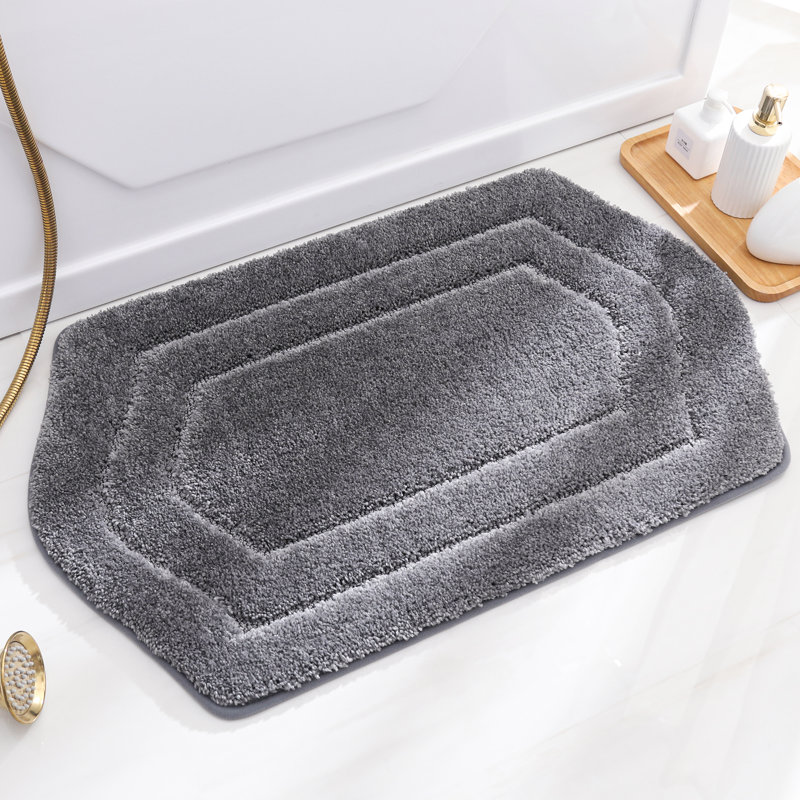 Shilynn Non-Slip Bath Rug – Soft Absorbent Polyester, Skid-Resistant Backing, Machine Washable, Grey, 20"W x 32"L