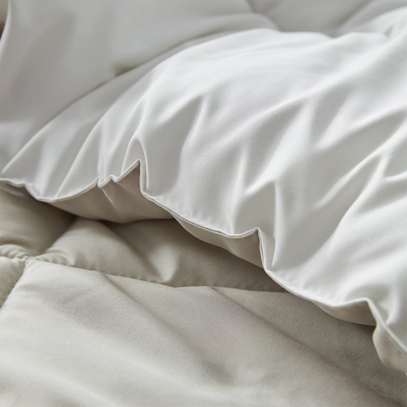 Reversible Microfiber Twin XL Dorm Comforter, Stone Taupe/Farmhouse White