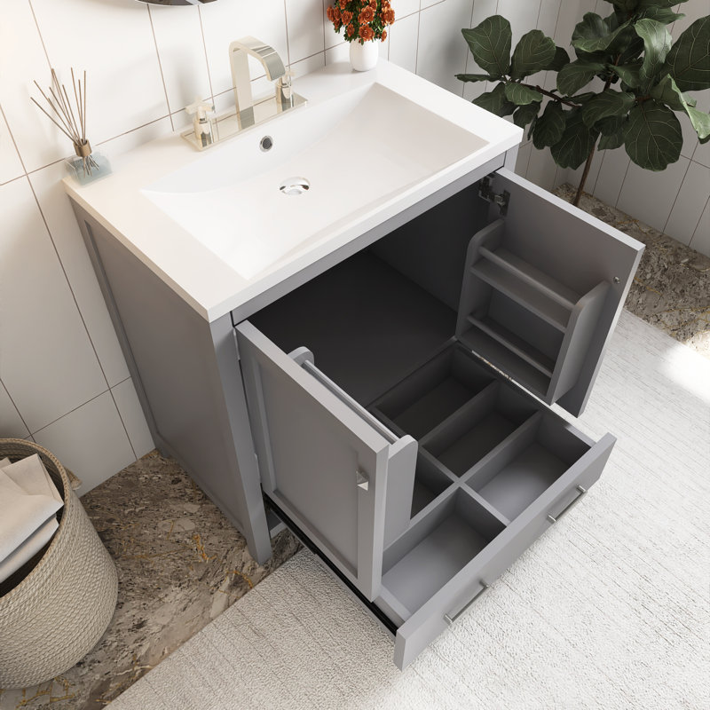 30" Freestanding Single Bathroom Vanity With Sink, Grey