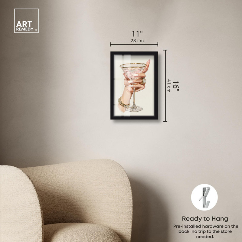 Champagne Aura II Shadowbox Print, reproduction d'art de mode par Art Remedy, H 16 po x l 11 po, Noir