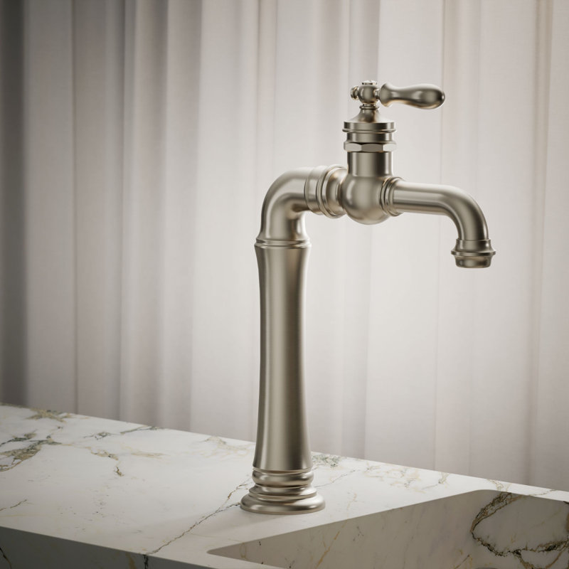 Artifacts Gentleman's Single Hole Bathroom Faucet with Drain Assemby, Vibrant Brushed Nickel