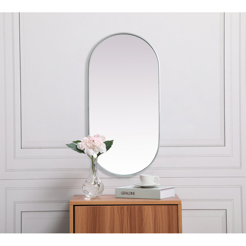 Elington Metal Oval Mirror, Silver, 48"  x 24" 