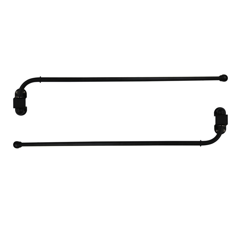 Pennie Adjustable Single Curtain Rod, Black, 0.5" H x 24" W x 0.5" D