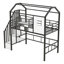 Lit mezzanine en métal avec toit et boîte de rangement, simple, noir