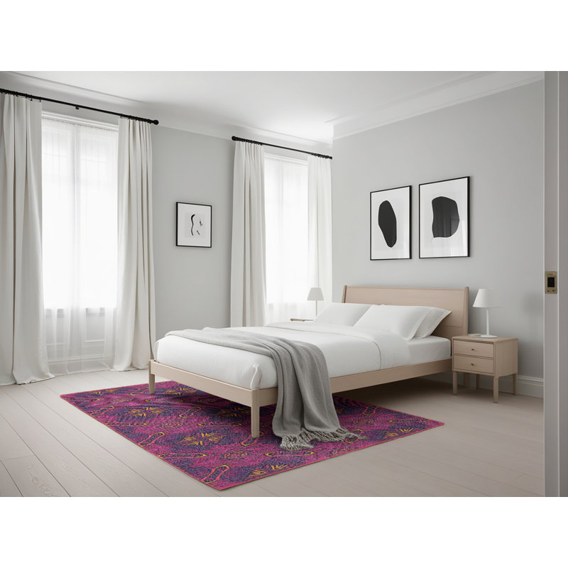 Tapis mauve/brun à motifs Klutsch, Rectangle 5 pi x 7 pi