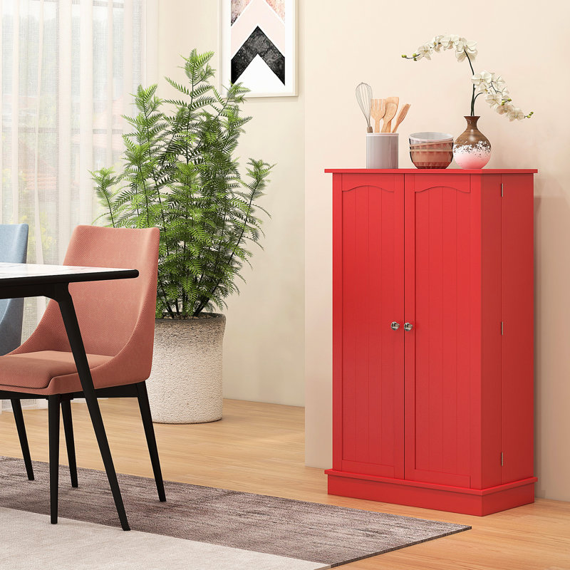 Garde-manger 41 po, rouge, avec 12 tablettes de porte et 5 tablettes de rangement rouges