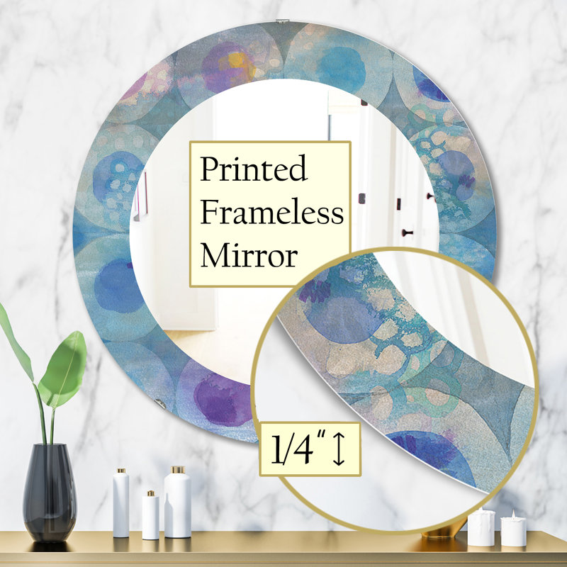 Watercolor Geometrical Circles II - Mid-Century Mirror, 31.5" H x 31.5" W