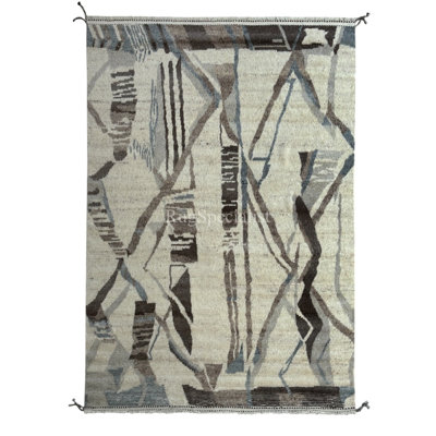 Tapis de style marocain fabriqué à la main. 100% laine. Tapis moderne Beni Ourain