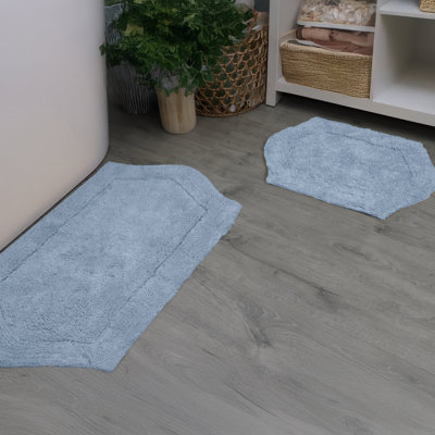 Ensemble de tapis de bain 100% coton Morissette Waterford, ensemble de 2 pièces, comprenant 17 po x 24 po et 21 po x 34 po, envers en latex vaporisé, tapis de salle de bain doux et absorbants, lavable à la machine