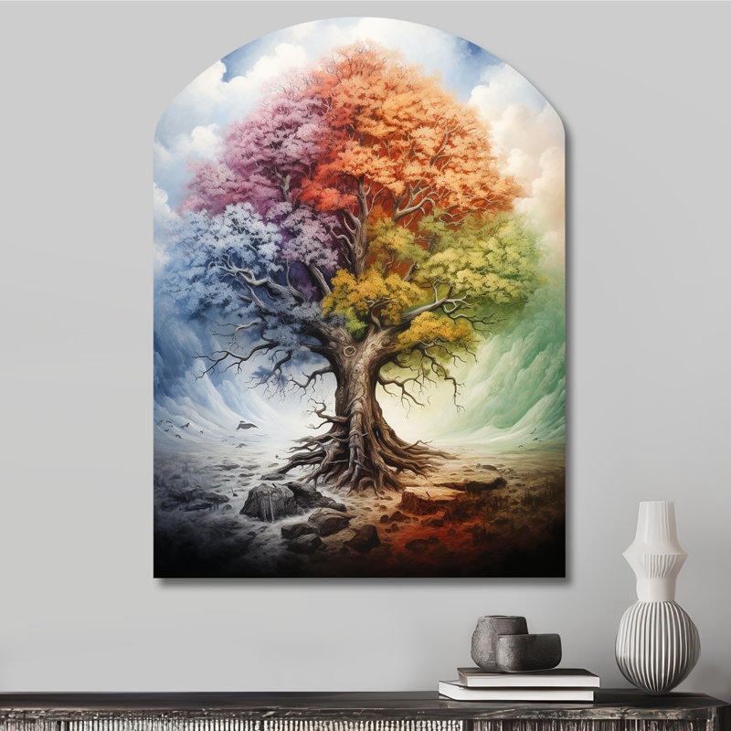 Janson - Landscape Trees Arch Shape Assymterical Wall Art, 34" H x 25" W