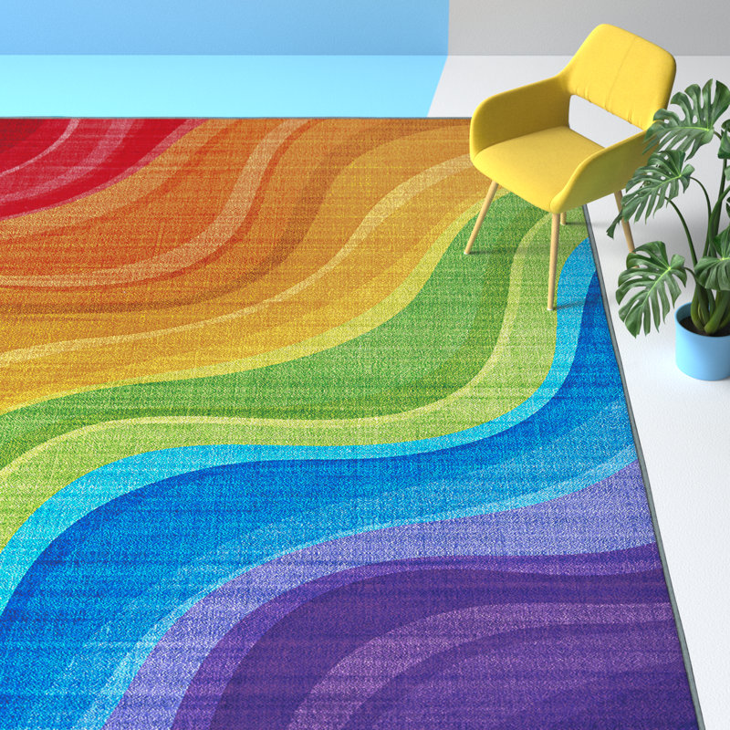 Caitlynd Abstract Multicolor Non Skid Performance Area Rug, Runner 2' x 8'