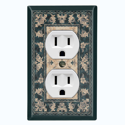 Elegant Beige Dark Green Carpet Print 1 - Gang Duplex Outlet Standard Wall Plate