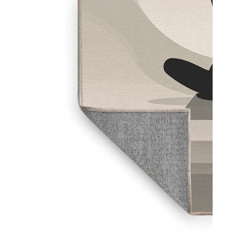 Machine Washable Auburndale Yoga Lotus Pose Minimalist Rug in Beige – Beige Binding, 3x5