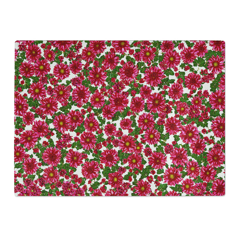Chrysanthemums Pattern  Glass Chopping Board