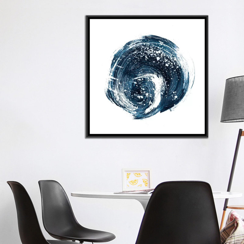 « indigo nebula i », impression sur toile, H 18 po x l 18 po x P 1,5 po, Toile avec cadre noir, Pas de tapis