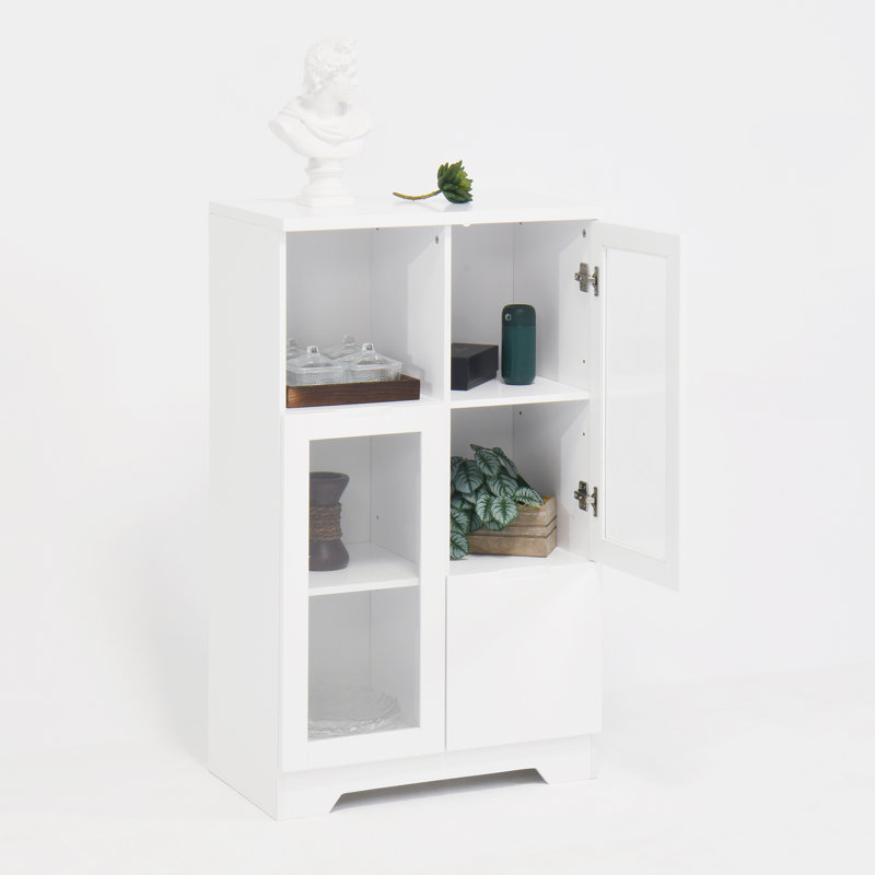 Armoire peinte en panneau de fibres à densité moyenne avec portes et tiroir en verre