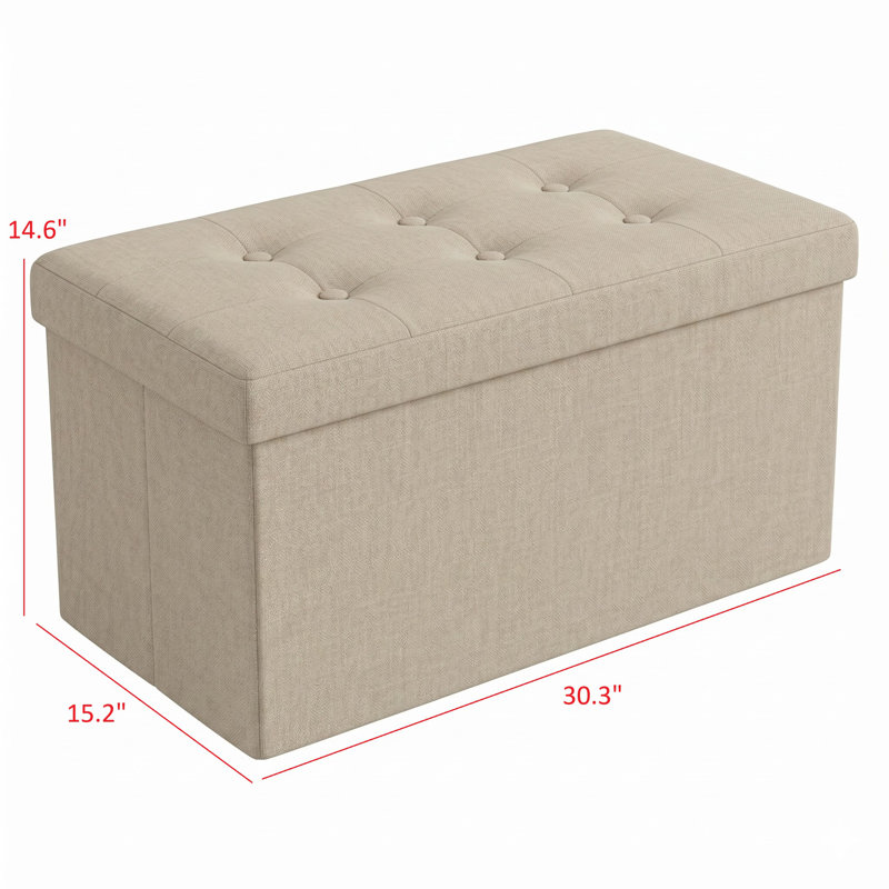 Millett Upholstered Storage Bench, Beige Linen