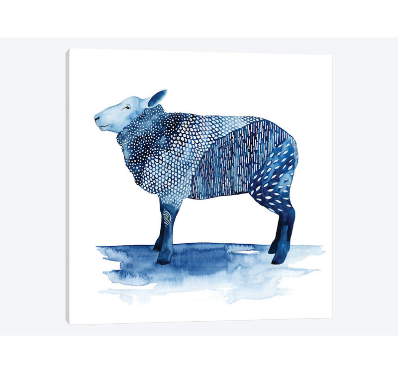 «Cobalt Farm Animals III» par Grace Popp - Estampe numérique sur toile tendue avec châssis, H 12 po x l 12 po x P 1,5 po