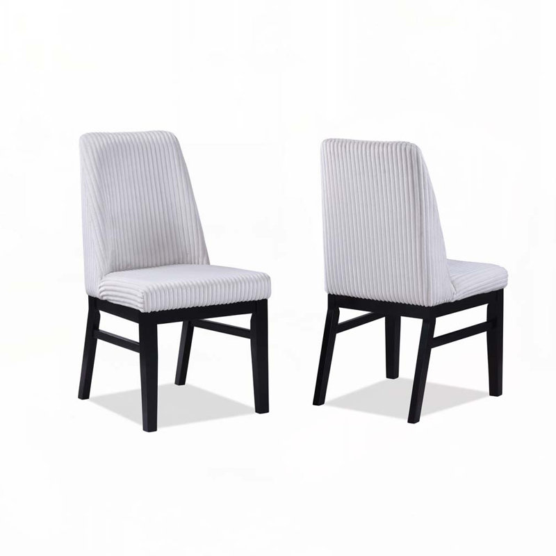 Ensemble de chaises de salle à manger rembourrées en tissu avec dossier haut rembourré, pieds en bois, Blanc