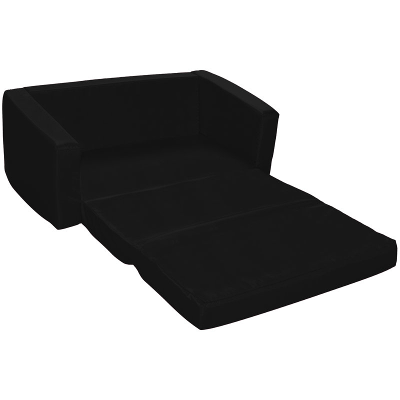 Kids Sleeper Sofa, Black, 16" H x 30" W x 16.5" D