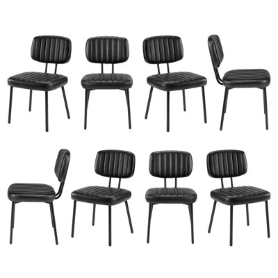 8-Piece Modern Faux Leather Dining Side Chairs Set - Upholstered, Sturdy Metal Legs Dining Chair For Living Room & Dining Room