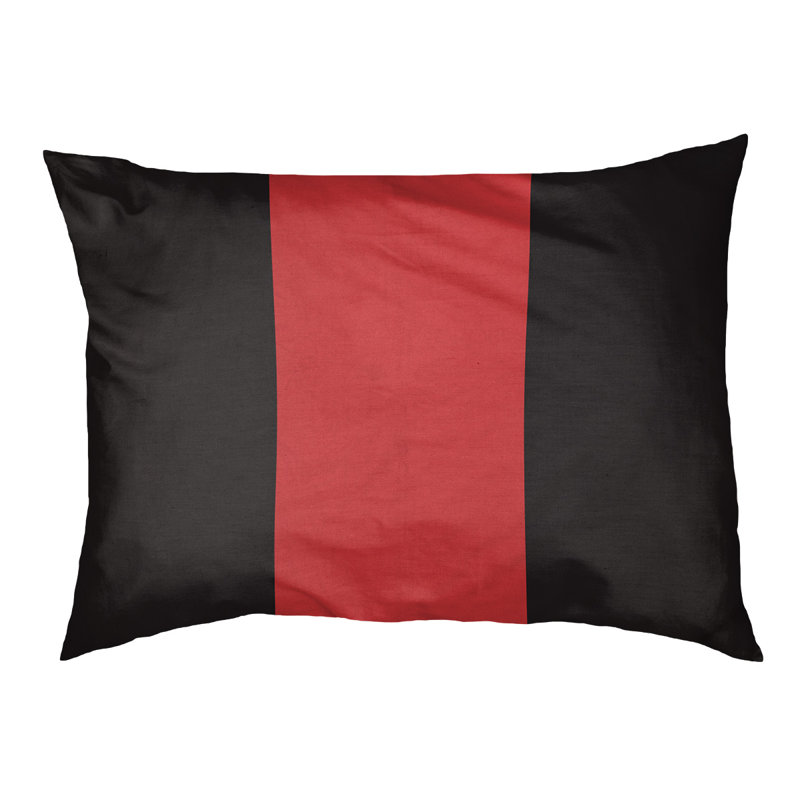 Coussin rectangulaire designer Tampa Bay, Petit (L 18 po x l 28 po), Noir / rouge