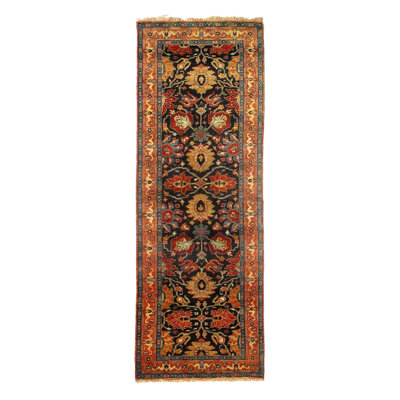 Chemin de table Tabriz 2 pi 7 pi x 7 pi noué à la main bleu marine