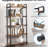 5-Tier Rustic Brown Industrial Metal Bookshelf Unit