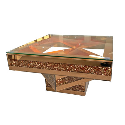 Table basse à 3 niveaux avec miroir en diamant concassé