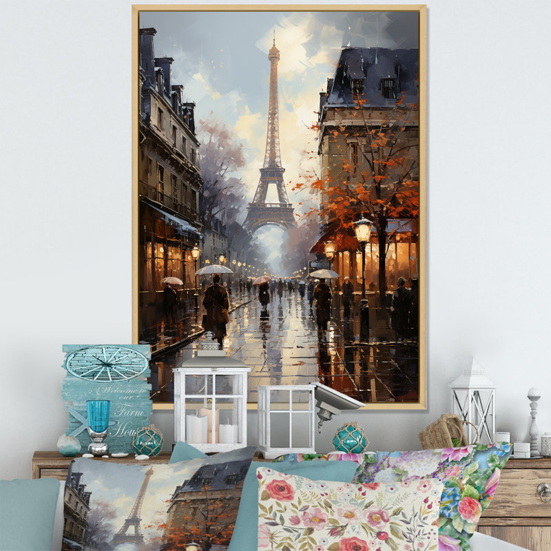 Eiffel Paris au 19e siècle - art mural Paris, H 32 po x l 24 po x P 1 po, Cadre flottant érable
