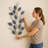 Green and White Leaf Metal Wall Art with 3D Textured Design