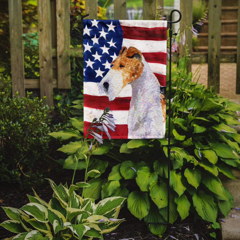 2 côtés en polyester de 2 côtés american drapeau de jardin, Noir / blanc fox-terrier