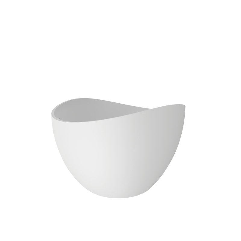 63" Freestanding Solid Surface Bathtub, Engineered Stone Resin Freestanding Soaking Bathtub With Overflow And Pop-Up Drain For Contemporary Bathroom, Matte White