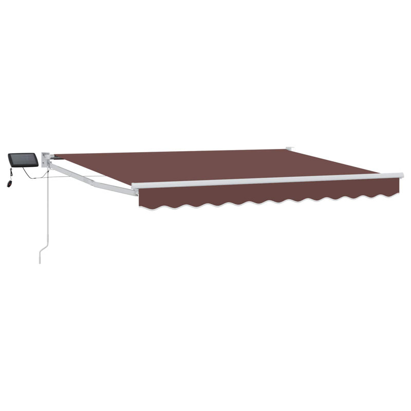 VidaXL Polyester Cover Retractable Patio Awning, Brown/White, 165cm H x 300cm W x 250cm D