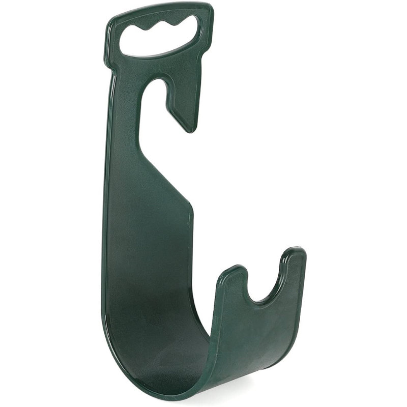 GrowGreen Wall Mounted Garden Hose Reel & Hanger with Nozzle Holder, Heavy-Duty Steel Hose Storage Rack for Outdoor Yard, Lawn & Patio, Green Finish